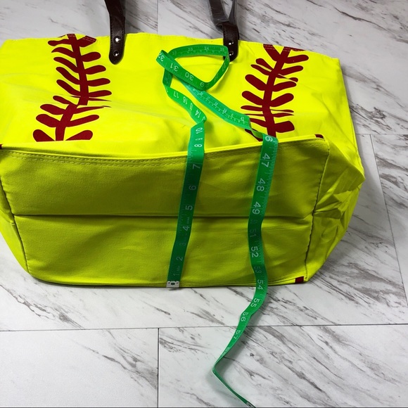 Bright Yellow Canvas Tote with Softball Design! - Picture 5 of 8
